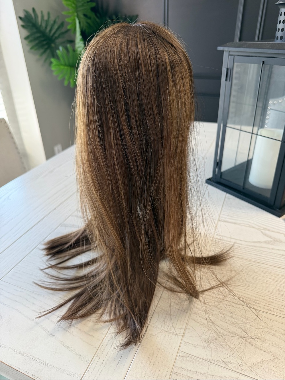 UniWigs Skin Top Human Hair Topper 20” Light Brown Highlighted 6x6 - Picture 3 of 12